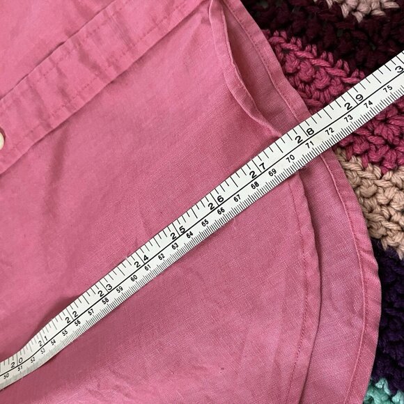 Vintage Jones New York Sport Linen Shirt Womens M Pink 100% Linen Button Down - Picture 5 of 6